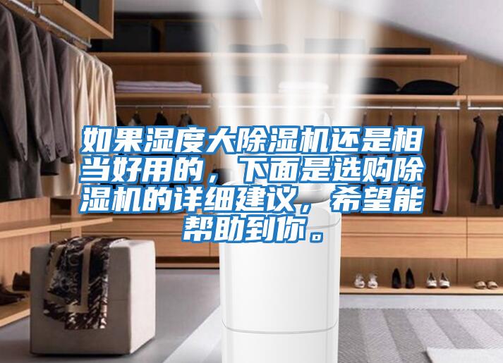 如果濕度大除濕機還是相當好用的，下面是選購除濕機的詳細建議，希望能幫助到你。